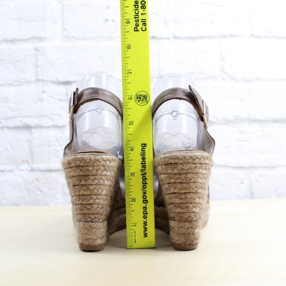 Kanna Brown Leather Jute Espadrille Ankle Strap Wedge Sandals US 6.5 - Picture 7 of 9
